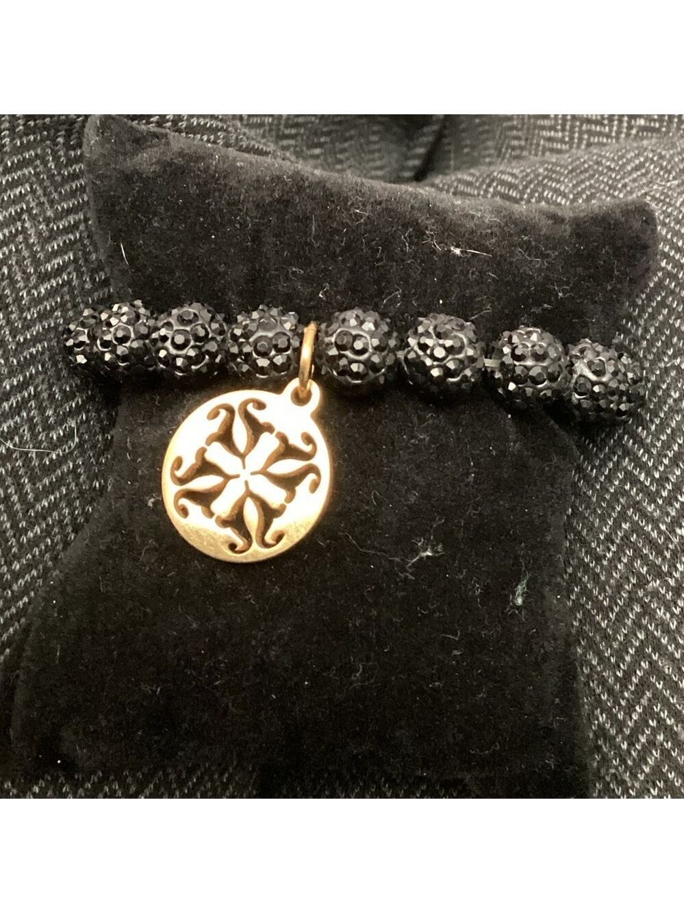 Rustic Cuff Sparkling Black Stretch Bracelet 1212